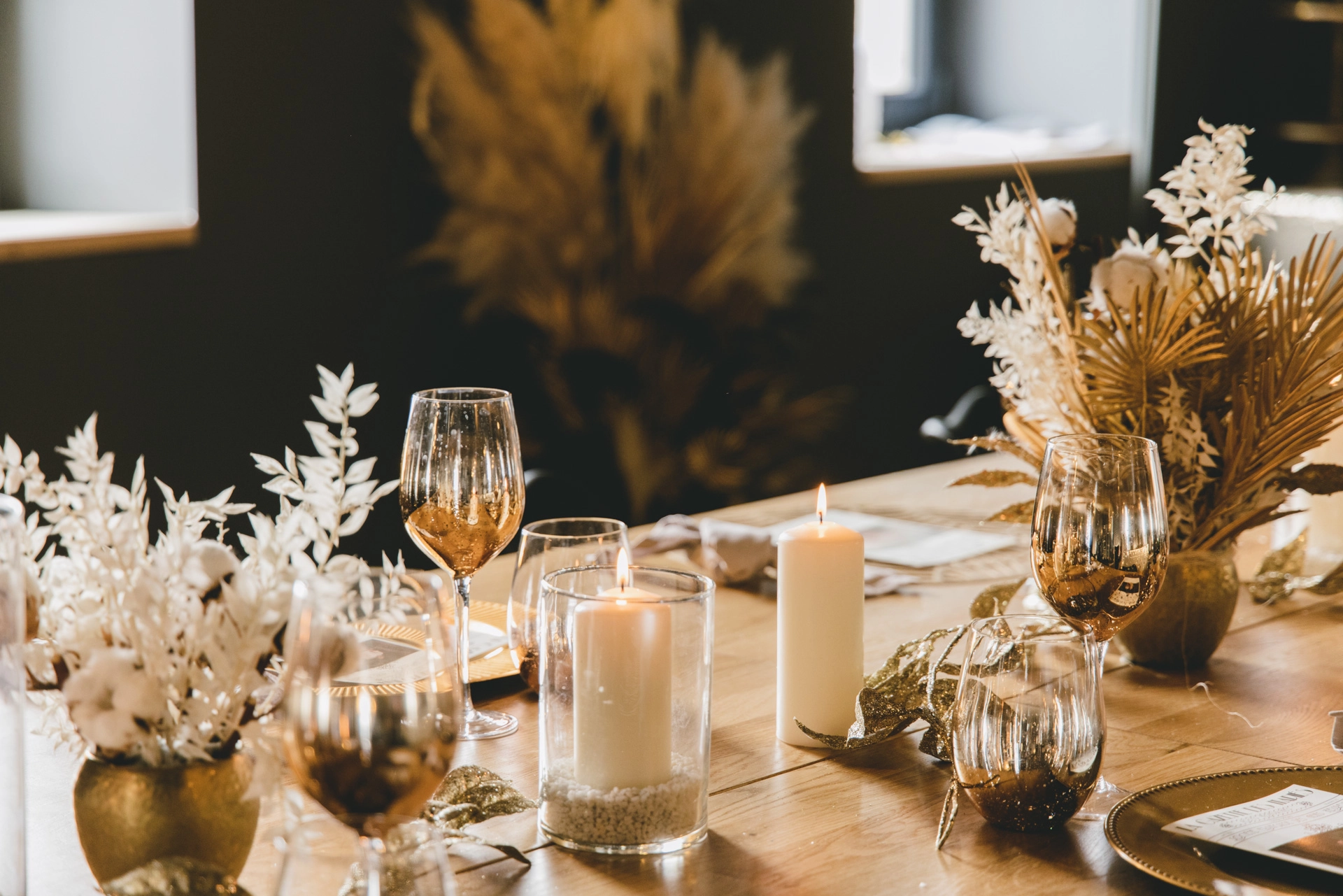 mariage bougies table dore décoration annee vingt mademoiselle r monsieur p photographe videaste annonay ardeche